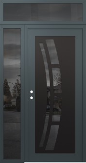Diamond C12 52" x 96" anthracite/anthracite mirrored Glass Panel black RHI with Sidelite and Transom mirrored Glass