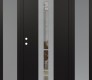 Modern Steel Front Door DIAMOND A3 64" X 80" BLACK/BLACK CLEAR GLASS PANEL STAINLESS STEEL RHI WITH 2 SIDELITES FROSTED GLASS