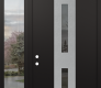 DIAMOND A6 50" X 96" BLACK/BLACK MIRRORED GLASS PANEL STAINLESS STEEL LHI WITH SIDELITE AND TRANSOM CLEAR GLASS
