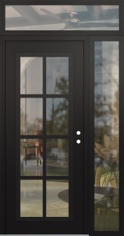 Diamond C16 48" x 96" black/black clear Glass Panel black LHI with Sidelite and Transom clear Glass