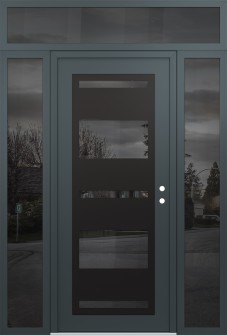 Diamond C10 68" x 96" anthracite/anthracite mirrored Glass Panel black LHI with 2 Sidelites and Transom mirrored Glass