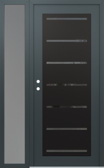 Diamond C11 52" x 80" anthracite/anthracite mirrored Glass Panel black RHI with Sidelite frosted Glass