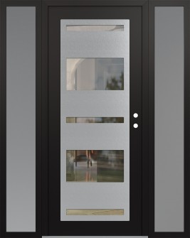 Diamond C10 60" x 80" black/black clear Glass Panel stainless steel LHI with 2 Sidelites frosted Glass