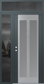 Diamond C14 50" x 96" anthracite/anthracite frosted Glass Panel stainless steel RHI with Sidelite and Transom mirrored Glass