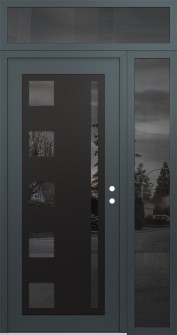 Diamond C3 50" x 96" anthracite/anthracite mirrored Glass Panel black LHI with Sidelite and Transom mirrored Glass