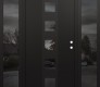 Modern Steel Front Door DIAMOND A13 60" X 80" BLACK/BLACK MIRRORED GLASS PANEL BLACK LHI WITH 2 SIDELITES MIRRORED GLASS