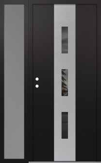 DIAMOND A7 50" X 80" BLACK/BLACK MIRRORED GLASS PANEL STAINLESS STEEL RHI WITH SIDELITE FROSTED GLASS