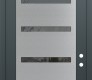 Modern Steel Front Door Diamond C7 36" x 96" anthracite/anthracite mirrored Glass Panel stainless steel LHI with Transom clear Glass