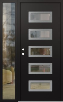 Diamond D1 50" x 80" black/black clear Glass Panel stainless steel RHI with Sidelite clear Glass