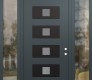 Modern Steel Front Door Diamond D8 64" x 96" anthracite/anthracite frosted Glass Panel black LHI with 2 Sidelites and Transom clear Glass