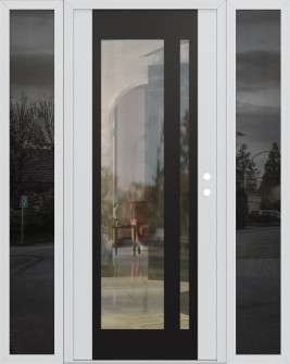 Diamond C15 60" x 80" white/white clear Glass Panel black LHI with 2 Sidelites mirrored Glass