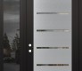 Modern Steel Front Door Diamond C11 48" x 96" black/black clear Glass Panel stainless steel RHI with Sidelite and Transom mirrored Glass