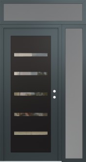 Diamond C7 48" x 96" anthracite/anthracite clear Glass Panel black LHI with Sidelite and Transom frosted Glass