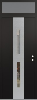 DIAMOND A6 36" X 96" BLACK/BLACK CLEAR GLASS PANEL STAINLESS STEEL LHI WITH TRANSOM FROSTED GLASS