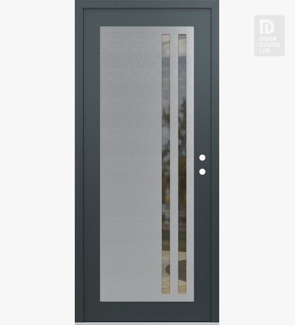 Modern Steel Front Door Diamond C6 36" x 80" anthracite/anthracite clear Glass Panel stainless steel LHI