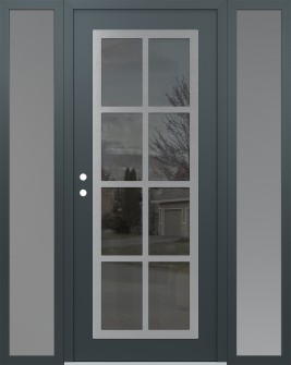 Diamond C16 64" x 80" anthracite/anthracite mirrored Glass Panel stainless steel RHI with 2 Sidelites frosted Glass