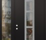Modern Steel Front Door DIAMOND A10 50" X 96" BLACK/BLACK CLEAR GLASS PANEL STAINLESS STEEL RHI WITH SIDELITE AND TRANSOM CLEAR GLASS