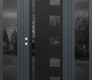 Modern Steel Front Door Diamond C3 60" x 80" anthracite/anthracite mirrored Glass Panel black RHI with 2 Sidelites mirrored Glass