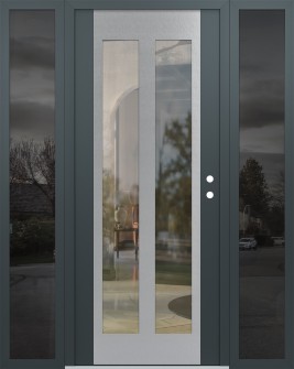 Diamond C14 64" x 80" anthracite/anthracite clear Glass Panel stainless steel LHI with 2 Sidelites mirrored Glass