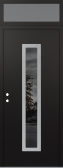 DIAMOND A11 36" X 96" BLACK/BLACK MIRRORED GLASS PANEL STAINLESS STEEL RHI WITH TRANSOM FROSTED GLASS