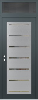 Diamond C11 36" x 96" anthracite/anthracite clear Glass Panel stainless steel RHI with Transom mirrored Glass