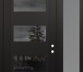 Modern Steel Front Door Diamond C2 52" x 96" black/black mirrored Glass Panel black LHI with Sidelite and Transom frosted Glass