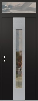 DIAMOND A1 36" X 96" BLACK/BLACK CLEAR GLASS PANEL STAINLESS STEEL RHI WITH TRANSOM CLEAR GLASS
