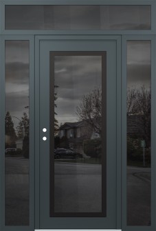 Diamond C1 68" x 96" anthracite/anthracite mirrored Glass Panel black RHI with 2 Sidelites and Transom mirrored Glass