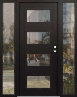 Diamond C2 64" x 80" black/black clear Glass Panel black LHI with 2 Sidelites clear Glass