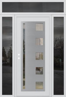 Diamond C3 64" x 96" white/white clear Glass Panel stainless steel RHI with 2 Sidelites and Transom mirrored Glass