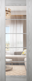 DOOR SLAB AVON 5 LITE CLEAR VETRO RIBEIRA ASH 32" X 84" X 1 3/4" TEMPERED CLEAR GLASS