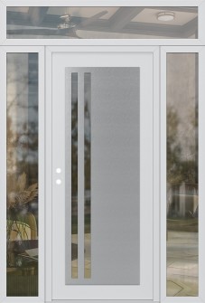 Diamond C6 60" x 96" white/white clear Glass Panel stainless steel RHI with 2 Sidelites and Transom clear Glass