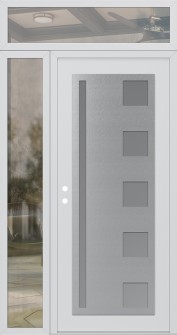 Diamond C3 48" x 96" white/white frosted Glass Panel stainless steel RHI with Sidelite and Transom clear Glass