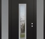 DIAMOND A11 60" X 96" BLACK/BLACK CLEAR GLASS PANEL STAINLESS STEEL RHI WITH 2 SIDELITES AND TRANSOM FROSTED GLASS