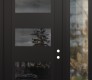 Modern Steel Front Door Diamond C2 52" x 96" black/black mirrored Glass Panel black LHI with Sidelite and Transom clear Glass