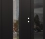 Modern Steel Front Door DIAMOND A1 50" X 80" BLACK/BLACK CLEAR GLASS PANEL BLACK LHI WITH SIDELITE MIRRORED GLASS