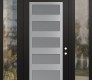 Modern Steel Front Door Diamond C9 64" x 96" black/white frosted Glass Panel stainless steel LHI with 2 Sidelites and Transom clear Glass