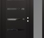 Modern Steel Front Door Diamond C7 48" x 80" black/black mirrored Glass Panel black LHI with Sidelite frosted Glass