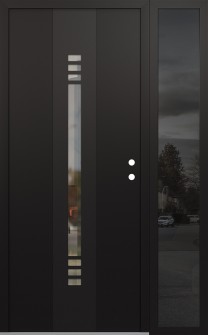 DIAMOND A5 48" X 80" BLACK/BLACK CLEAR GLASS PANEL BLACK LHI WITH SIDELITE MIRRORED GLASS