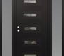 Modern Steel Front Door Diamond D6 64" x 80" black/black clear Glass Panel black RHI with 2 Sidelites frosted Glass