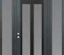 Modern Steel Front Door Diamond C14 64" x 96" anthracite/anthracite frosted Glass Panel black RHI with 2 Sidelites and Transom frosted Glass