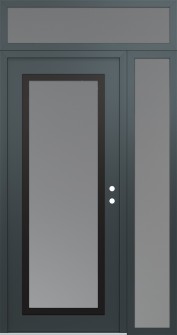 Diamond C1 48" x 96" anthracite/anthracite frosted Glass Panel black LHI with Sidelite and Transom frosted Glass