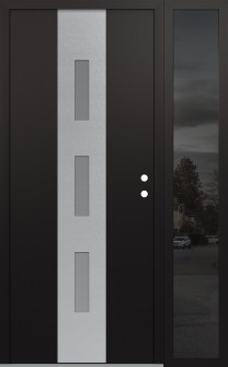 DIAMOND A7 52" X 80" BLACK/WHITE FROSTED GLASS PANEL STAINLESS STEEL LHI WITH SIDELITE MIRRORED GLASS