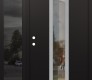Modern Steel Front Door DIAMOND A11 52" X 80" BLACK/BLACK CLEAR GLASS PANEL STAINLESS STEEL RHI WITH SIDELITE MIRRORED GLASS