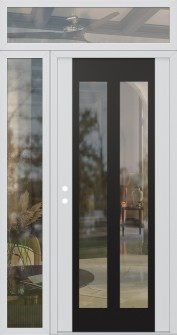 Diamond C14 48" x 96" white/white clear Glass Panel black RHI with Sidelite and Transom clear Glass