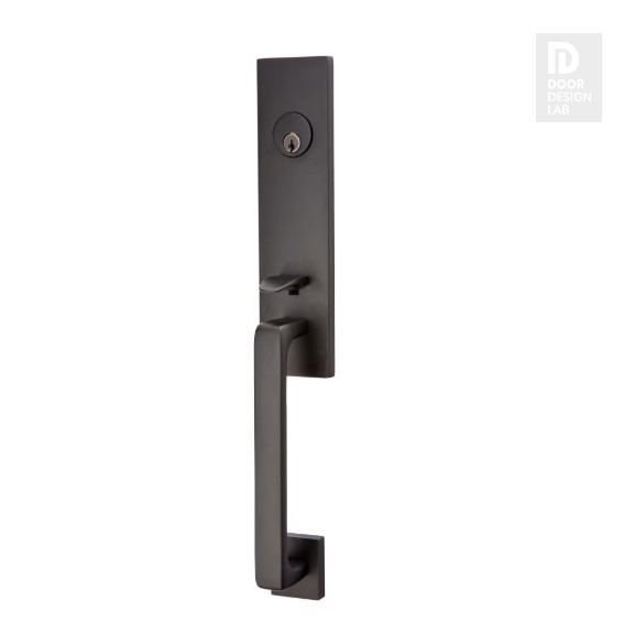 EMTEK DAVOS SINGLE CYLINDER KEYD 4818 FLAT BLACK US19 for Steel Front Doors