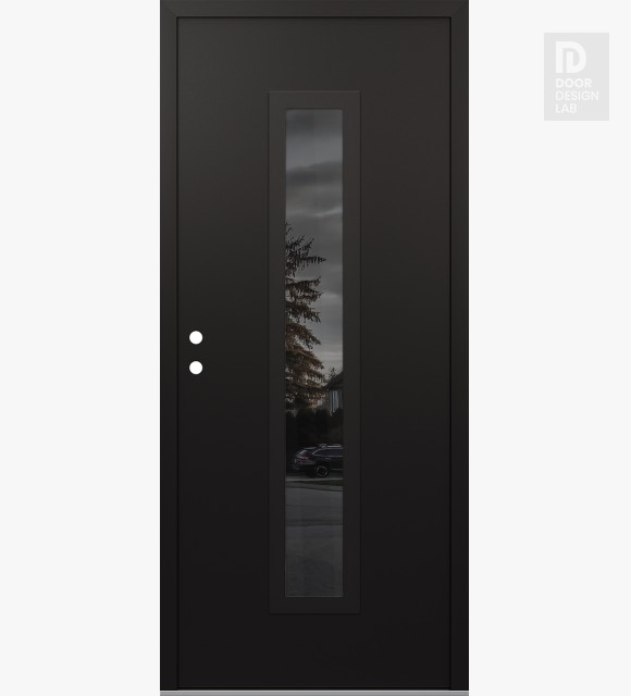 Modern Steel Front Door DIAMOND A11 36" X 80" BLACK/BLACK MIRRORED GLASS PANEL BLACK RHI
