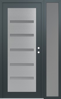 Diamond C7 50" x 80" anthracite/anthracite frosted Glass Panel stainless steel LHI with Sidelite frosted Glass