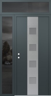 DIAMOND A12 48" X 96" ANTHRACITE/ANTHRACITE FROSTED GLASS PANEL STAINLESS STEEL RHI WITH SIDELITE AND TRANSOM MIRRORED GLASS