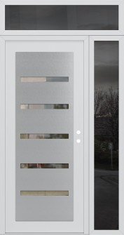 Diamond C7 48" x 96" white/white clear Glass Panel stainless steel LHI with Sidelite and Transom mirrored Glass